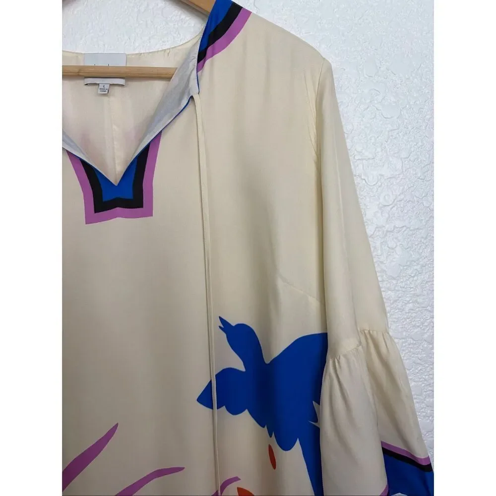 Jade by Johnny Was Lorianne Silk Blend Printed Mini Dress Cream Multi Size L